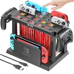 [Imposto Incluso/Moedas] OIVO Estação de Carregamento para Nintendo Switch, Carregador, Suporte Pro Controller, Switch Game Storage Tower, OLED