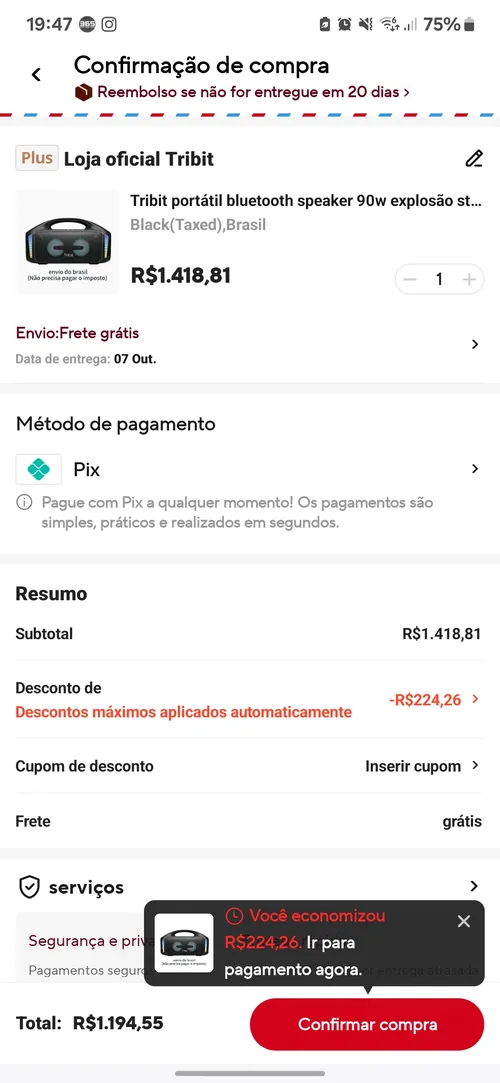 Imagem na descrição da promoção