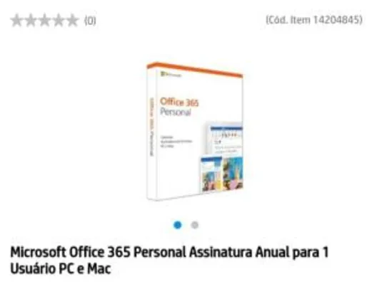 Microsoft Office 365 Personal Assinatura Anual para 1 Usuário PC - R$70