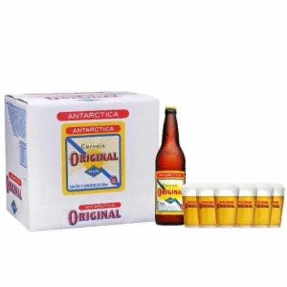 Na compra de 12 Garrafas de Cerveja Original 600ml, Ganhe 6 copos da Original 190ml. por R$ 68