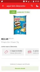 [Loja Física - Ative oferta no app] Pringles 70g Sal e Vinagre - R$2,49