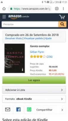 eBook Kindle | Garota exemplar, por Gillian Flynn - R$3