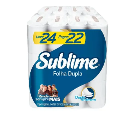 Papel Higiênico Folha Dupla Sublime Softys - 24 Rolos 30m