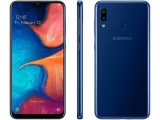 Smartphone Samsung Galaxy A20 32GB Azul 4G - 3GB RAM Tela 6,4” Câm Dupla + Câm Selfie 8MP - Samsung Galaxy