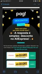 [CC Pag!] $10 OFF acima de $70 ou $15 OFF acima de R$120 | Aliexpress