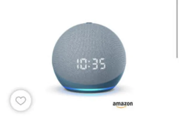 [prime + App] Echo Dot (4ª geração) Smart Speaker Amazon com Relógio e Alexa Azul | R$296