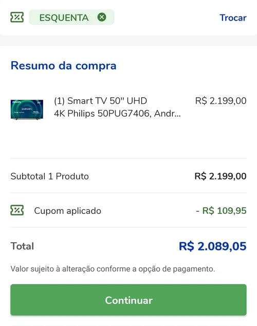 Imagem na descrição da promoção