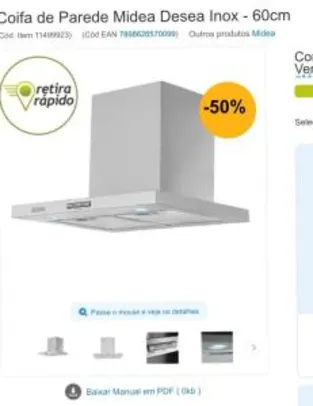 Coifa de Parede Midea Desea Inox - 60cm - R$439