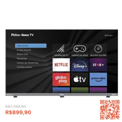 Smart TV 32” Philco PTV32K34RKGB LED Roku TV