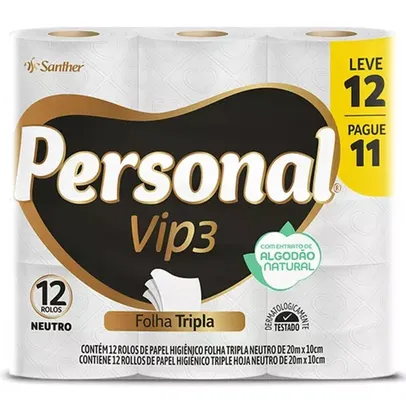 Papel Higiênico Folha Tripla Personal Vip3 Pcte Leve 12 Pague 11