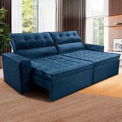 Sofá 3 Lugares Cama inBox Belém Retrátil / Reclinável com 200 cm de Largura e Revestido em Suede Velusoft