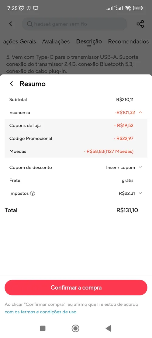 Imagem na descrição da promoção