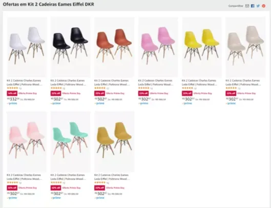  Kit 2 Cadeiras Eames Eiffel DKR