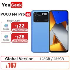 Smartphone Poco M4 Pro 256GB 8GB 4G NFC Tela 6.6" - Versão Global