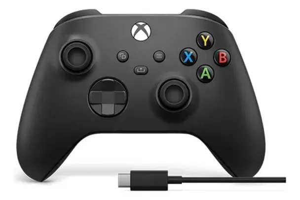 (CC Santander) Controle joystick sem fio Microsoft Xbox Carbon Black Preto