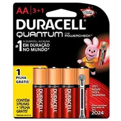 [PRIME] Pilha Alcalina AA Pequena DURACELL Quantum Leve 4 Pague 3 | R$27