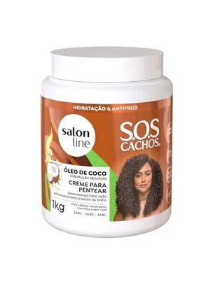 Salon Line, Creme de Pentear, SOS Cachos, Coco, Hidratação Nutritiva, Vegano - Cabelos Ondulados, Cacheados e Crespos, 1 Kg