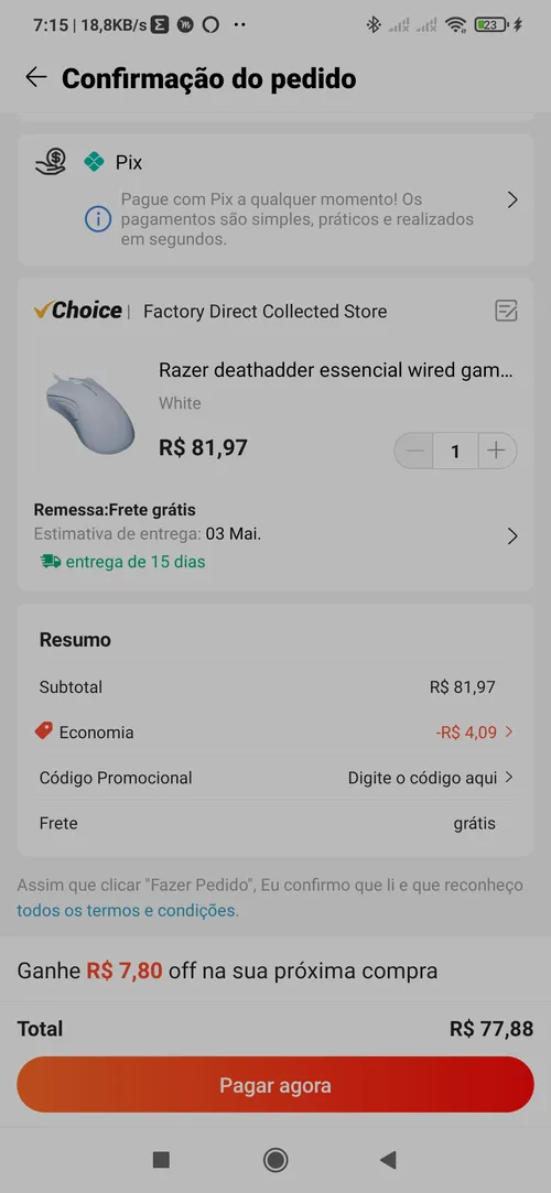 Imagem na descrição da promoção