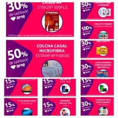 AME CASHBACK - 100 / 50 / 30 / 15% - Loja Física