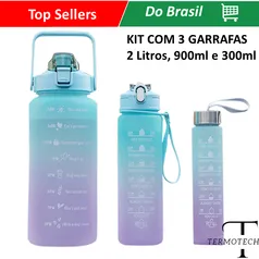 [DoBrasil] kit De 3 Garrafas 2Litros 900ml 300ml Squezee 