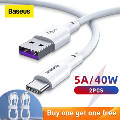 [NOVO USUÁRIO] Kit 2 Cabos Baseus USB-C 5A 1,5m cada