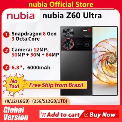  Nubia Z60 ultra 5G 64MP 12GB 256GB Snapdragon 8 Gen3 NFC 6000mAh 80W 