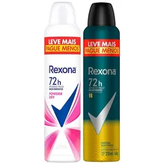 Desodorante Antitranspirante Aerossol Rexona Men V8 - 250ml + Desodorante Antitranspirante Aerossol Rexona Powder Dry - 250ml