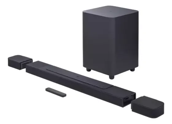 Soundbar Jbl Bar 1000 440w 7.1.4 Canais - Jblbar1000problkbr Fonte de alimentação: 100 a 240 V CA, ~ 50/60 Hz