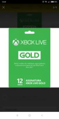 Xbox Live 12 Meses - R$90