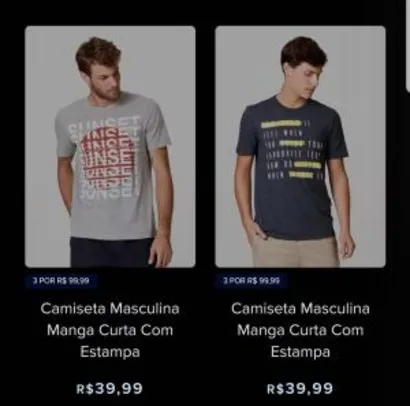 3 camisas por R$99,90 | Hering