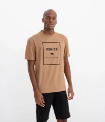 Camiseta Manga Curta Estampa Venice Marrom | R$20