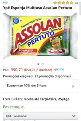 Prime - R$ 0,59 Ypê Esponja Multiuso Assolan Pertuto