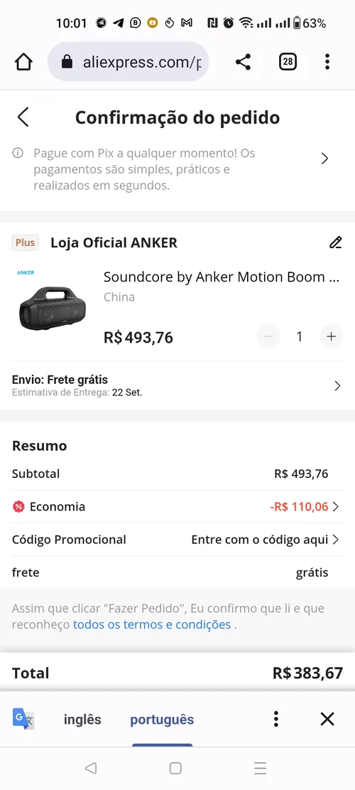 Imagem na descrição da promoção