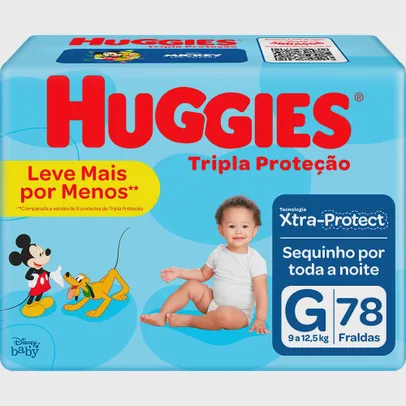 Kit com 2 Fraldas Huggies Tripla Proteção G - 78 unidades