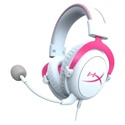 Headset Gamer HyperX Cloud II, Som Surround 7.1, Drivers 53mm, USB e P3, White / Pink - 4P5E0AA