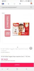 Kit de Fraldas Huggies Hiper Supreme Care R$140