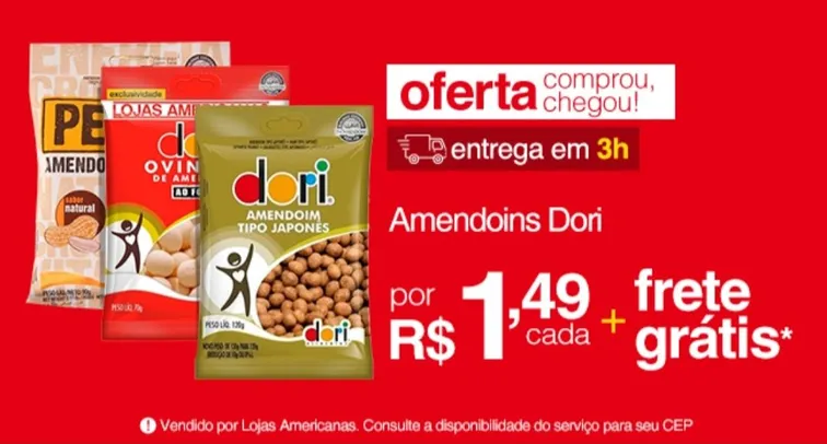 [APP] Amendoim Dori variados 70g/90g/120g | R$1,49