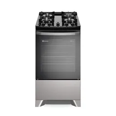 Fogão 4 bocas Electrolux Prata Efficient com Mesa de Vidro, PerfectCook e VaporBake (FE4GS)