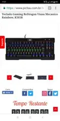 Teclado Gaming ReDragon Visnu Mecanico Rainbow, K561R - R$150