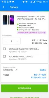 [Clube da Lu + Cliente Ouro] Smartphone Motorola One Macro 64GB Azul Espacial | R$984
