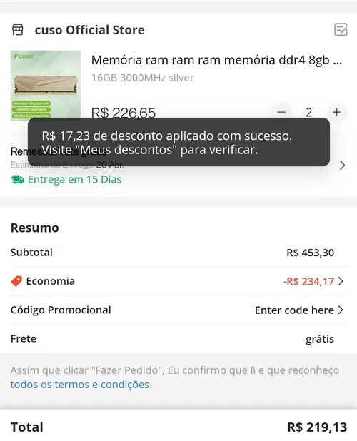 Imagem na descrição da promoção