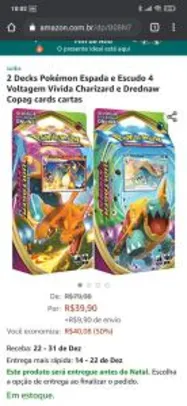 2 Decks Pokémon Espada e Escudo 4 Voltagem Vívida | R$40