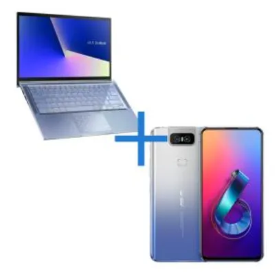 Notebook ASUS ZenBook Azul Claro Metálico + Smartphone ASUS ZenFone 6 8GB/256GB Prata | R$6749