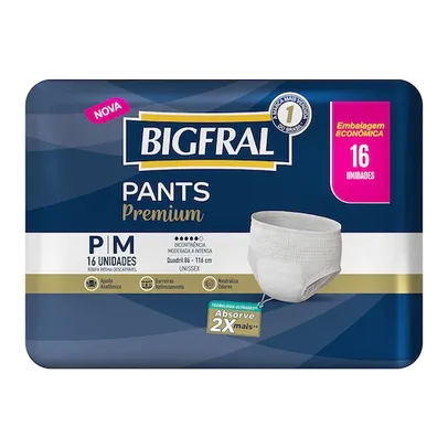 Roupa Íntima Bigfral Pants Premium Tamanho P/M - 16 Unidades