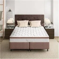 Cama Box Queen Size + Colchão Herval Capri Pillow Inn e Molas Ensacadas | R$790