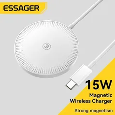 [Taxa inclusa] Carregador Sem Fio Essager Magsafe 15W - Carregamento Rápido para iPhone, compatível Android