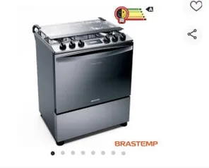 Fogão de Piso Brastemp de 05 Bocas com Turbo Chama, Touch Timer e Autodesligamento Inox R$1800