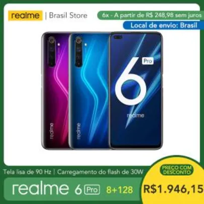 (ESTOQUE NO BRASIL) Smartphone Realme 6 PRO 90hz 128GB | R$2018