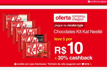 [APP] [AME R$ 7] 5 Choc kit kat ao leite por 10 + 20% cupom 