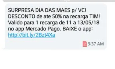 Desconto de até 50% na recarga Tim